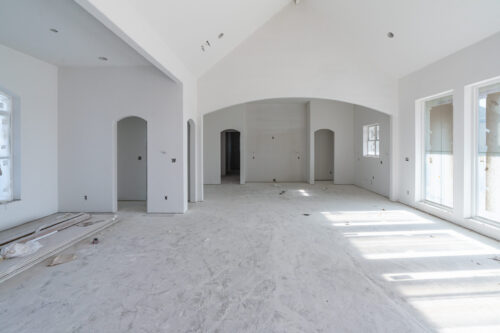 Home showing an open living space in building phase