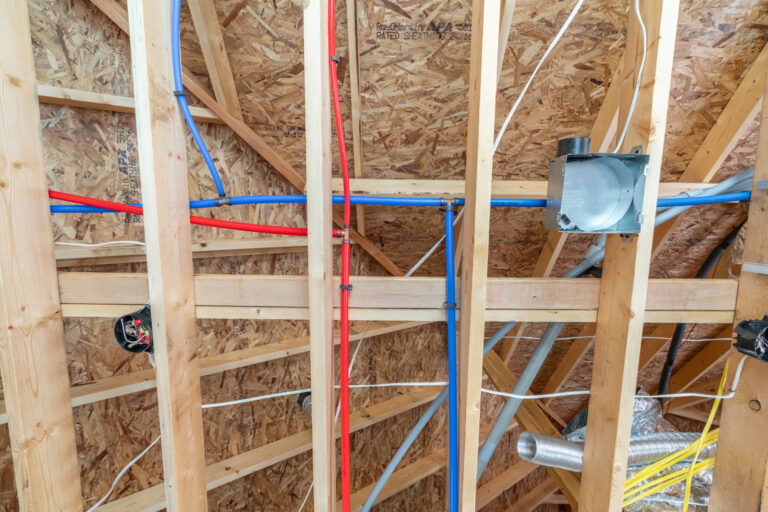plumbing in exposed wall